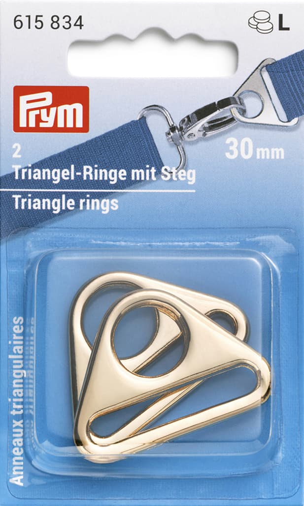 Треугольные кольца с двумя отверстиями 30мм 2шт светлое золото