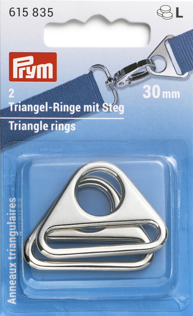 Треугольные кольца с двумя отверстиями 30мм 2шт серебристые