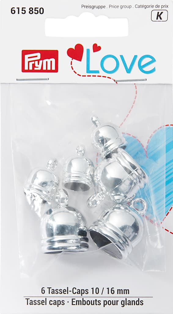 Концевики-шапочки для кистей Prym Love 6 шт, серебристый