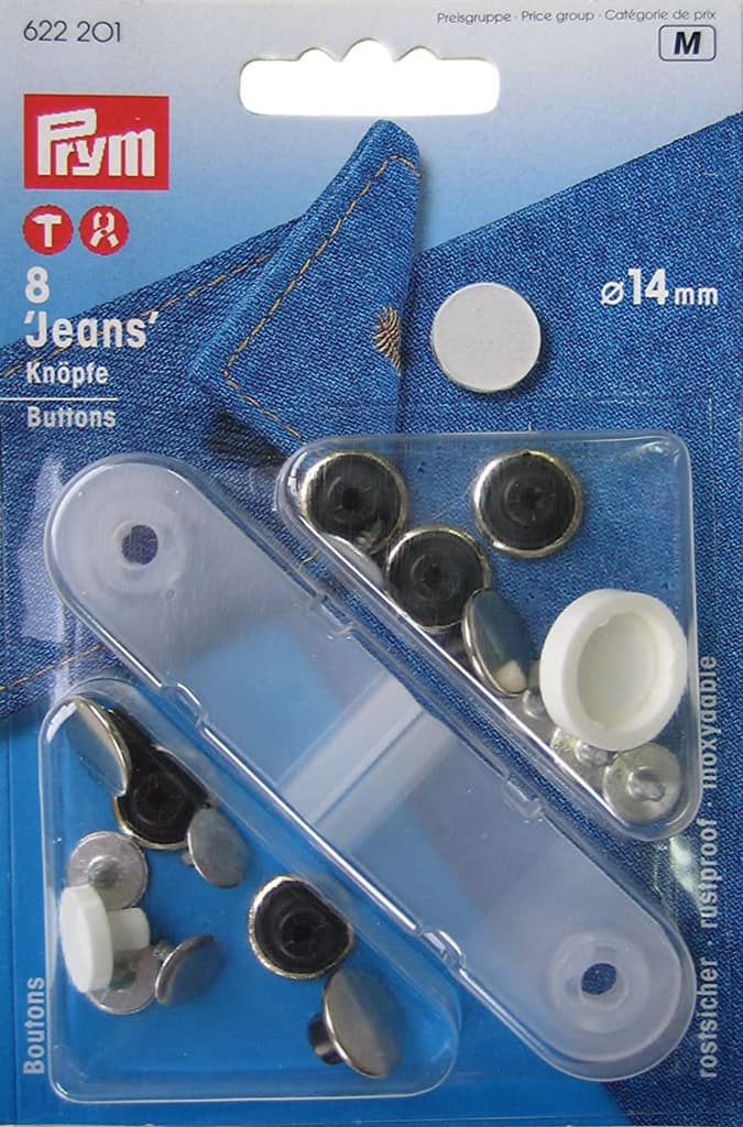 Кнопки "Jeans" серебристый 14мм (8шт)