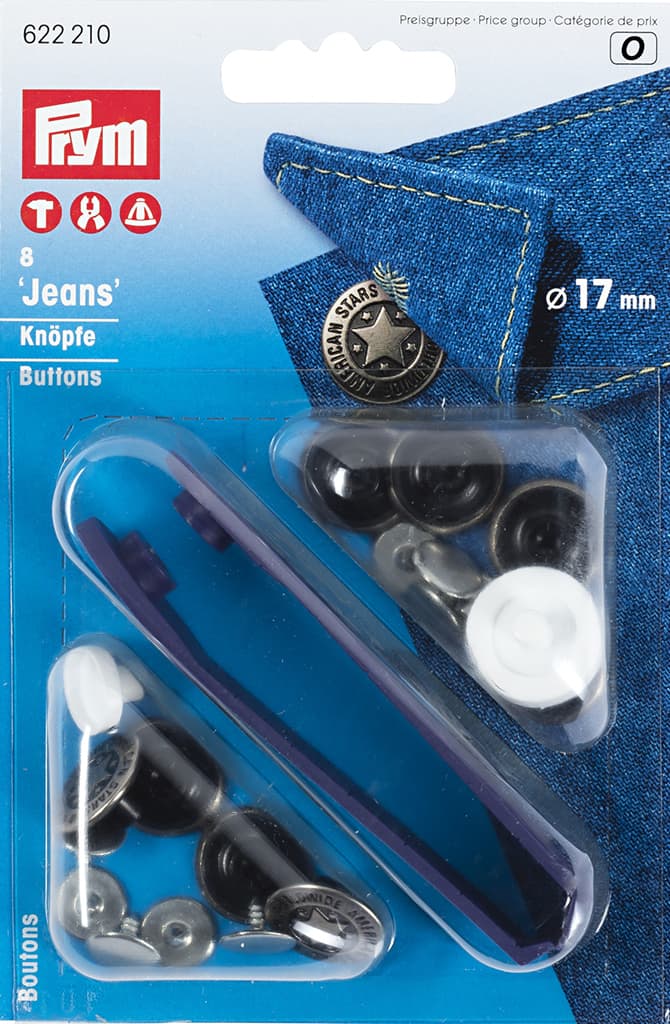Кнопки "Jeans" серебристый 17мм (8шт)