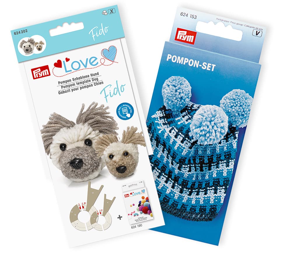 Устройство для изготовления помпонов + шаблон Собака Набор для изготовления помпонов (4 размера), Собака Фидо