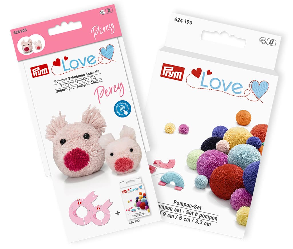 Устройство для изготовления помпонов Prym Love + шаблон Поросенок Набор для изготовления помпонов Prym Love (3 размера), Поросенок Перси
