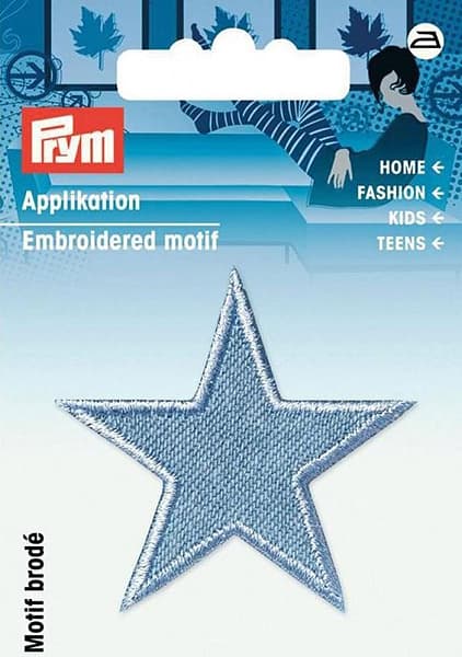 Аппликация Звезды светло-синий джинс 2 шт 50х50мм