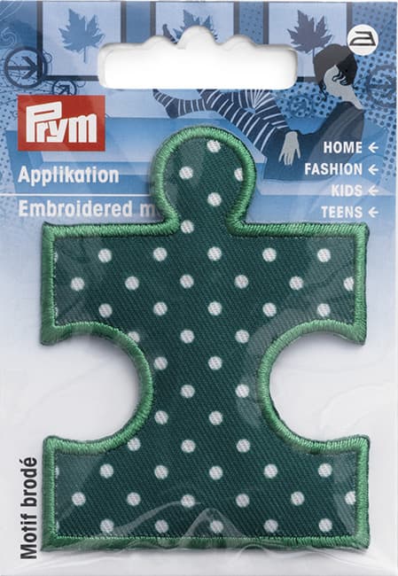 Аппликация Пазл зеленый/белый горох