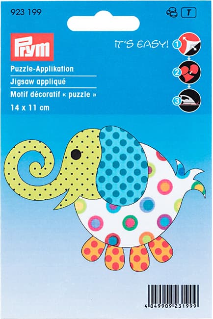 Аппликация Слон разноцветный 14х11см