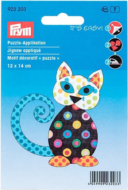 Аппликация Кошка разноцветная 120х140мм