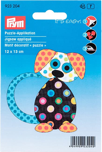 Аппликация Собака разноцветная 12х13см