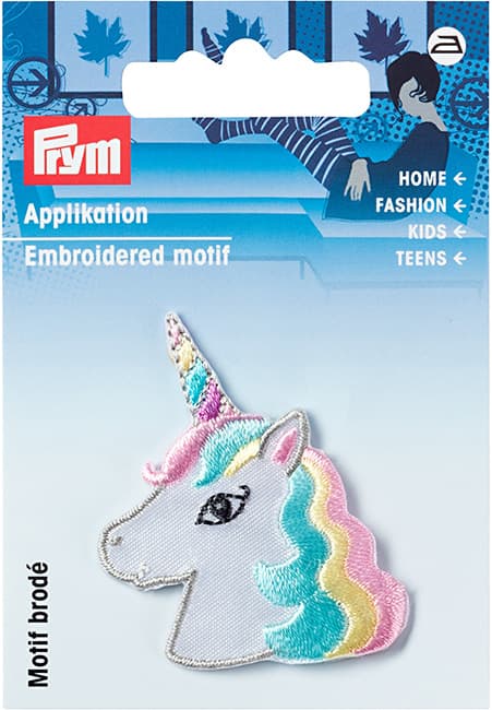Аппликация Голова единорога, пастельный 43х40мм