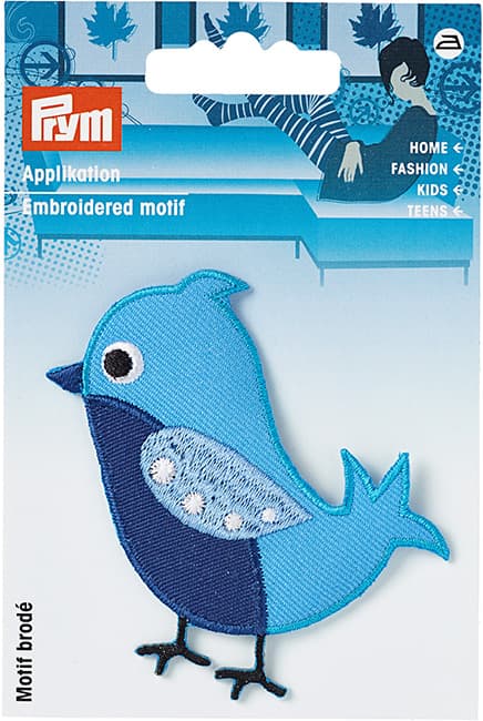 Аппликация птичка синяя 60х70мм