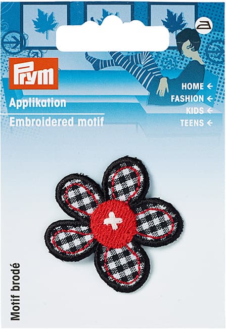 Аппликация цветок в клеточку 40х40мм