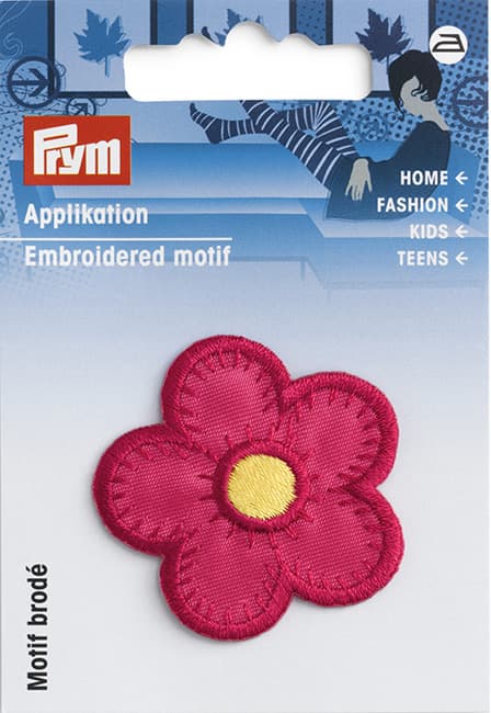 Аппликация Цветок ярко-розовый 40х40мм