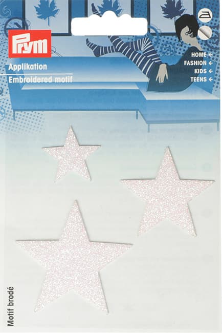 Аппликация Мерцающие звезды белые 50х50мм, 40х40мм, 25х25мм (3шт)