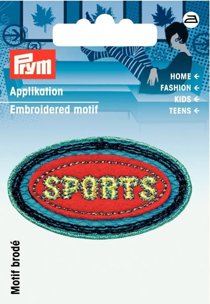 Аппликация Спорт синий/красный/желтый 55х31мм 