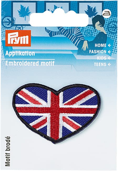 Аппликация Сердце малое/флаг синий/красный/белый 49х33мм