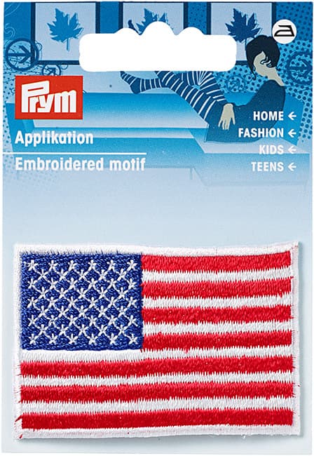 Аппликация Американский флаг синий/красный/белый 62х35мм