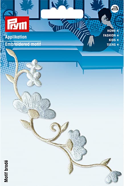 Аппликация Гирлянда из цветов, белый/кремовый