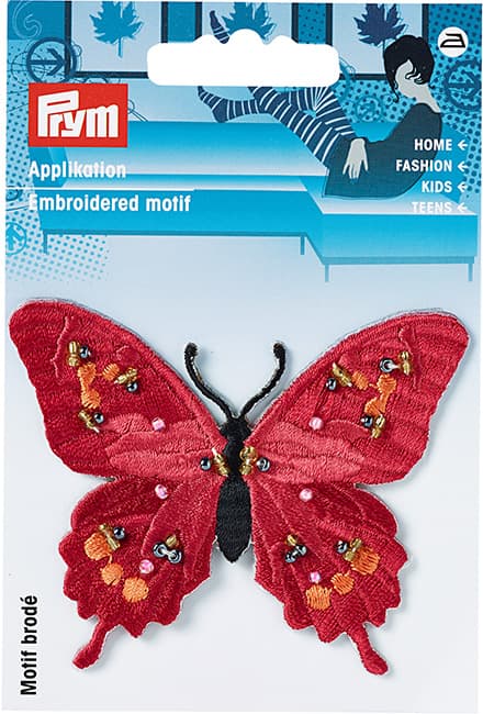 Аппликация Бабочка с бусинами, красный