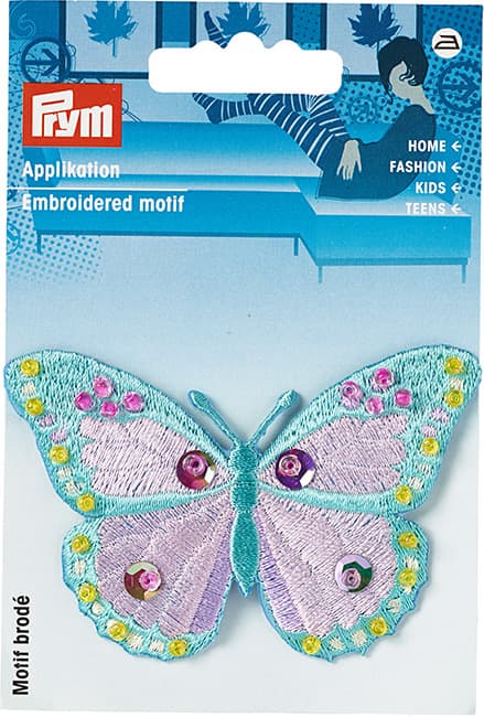Аппликация Бабочка с бусинами, мятный/розовый