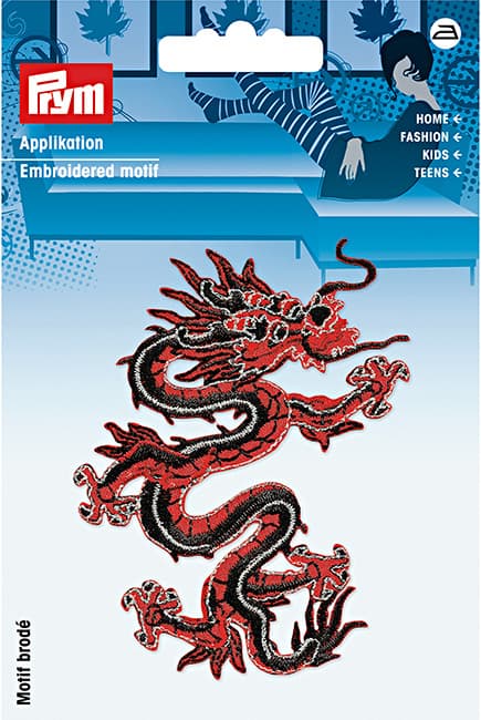 Аппликация Дракон, красный/черный