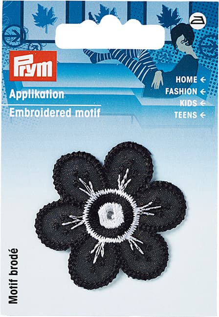 Аппликация Цветок черный/белый