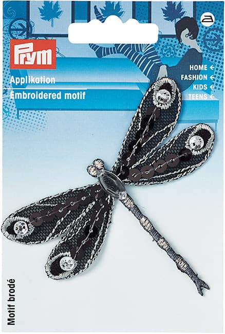 Аппликация Стрекоза, черный/белый