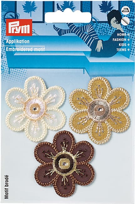 Аппликация Цветок (3шт) коричневый/натуральный