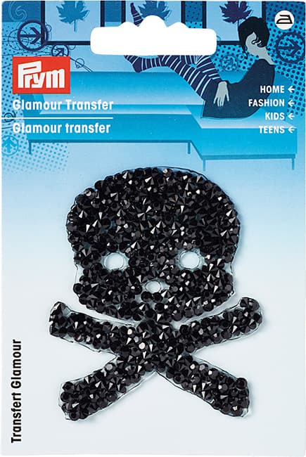 Аппликация Череп черный из страз 60х65мм