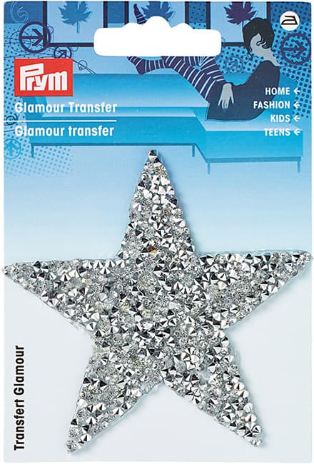 Аппликация Звезда из страз серебристая 75х75мм