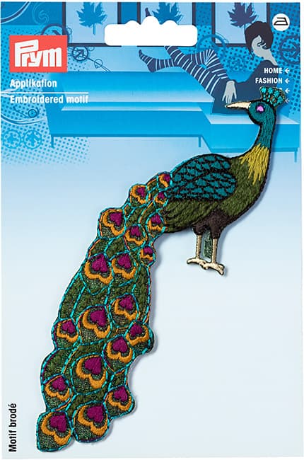 Аппликация Павлин, болотный/фиолетовый 134х52мм