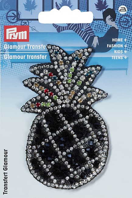 Аппликация из страз Ананас, черный/разноцветный 50х85мм