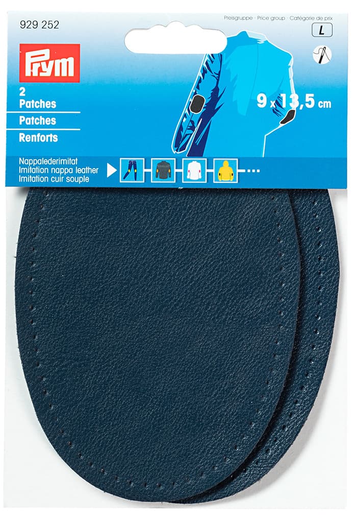 Заплатки из искусственной кожи пришивные 9х13,5см (2 шт) темно-синие
