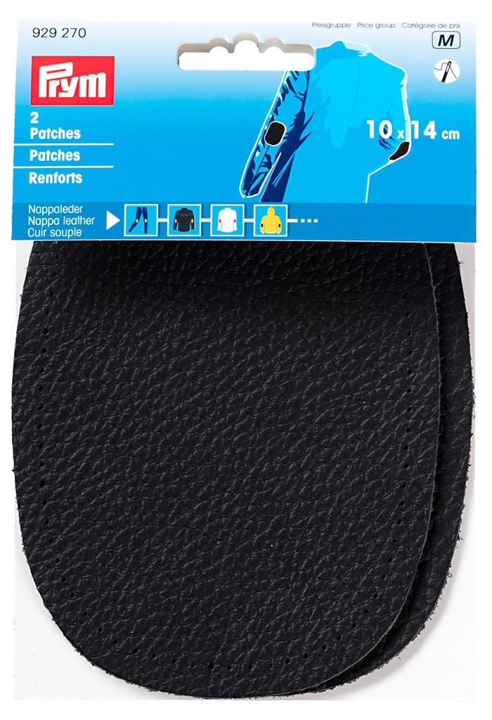 Заплатки кожаные пришивные 10х14см (2 шт) черные