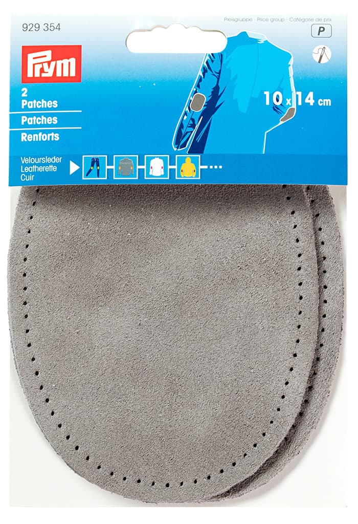 Заплатки замшевые пришивные 10х14см (2 шт) серые