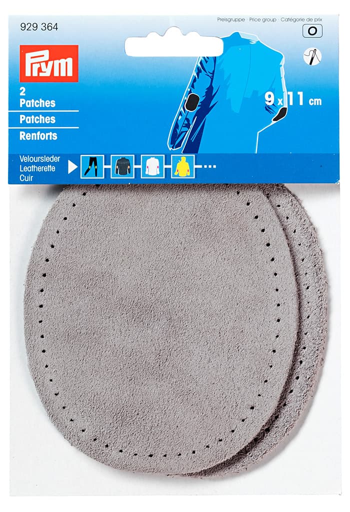 Заплатки замшевые пришивные 9х11см (2 шт) серые