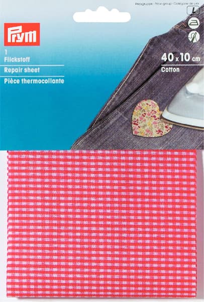 Ткань термоклеевая (хлопок) для заплаток 40х10 см клетка красный/белый