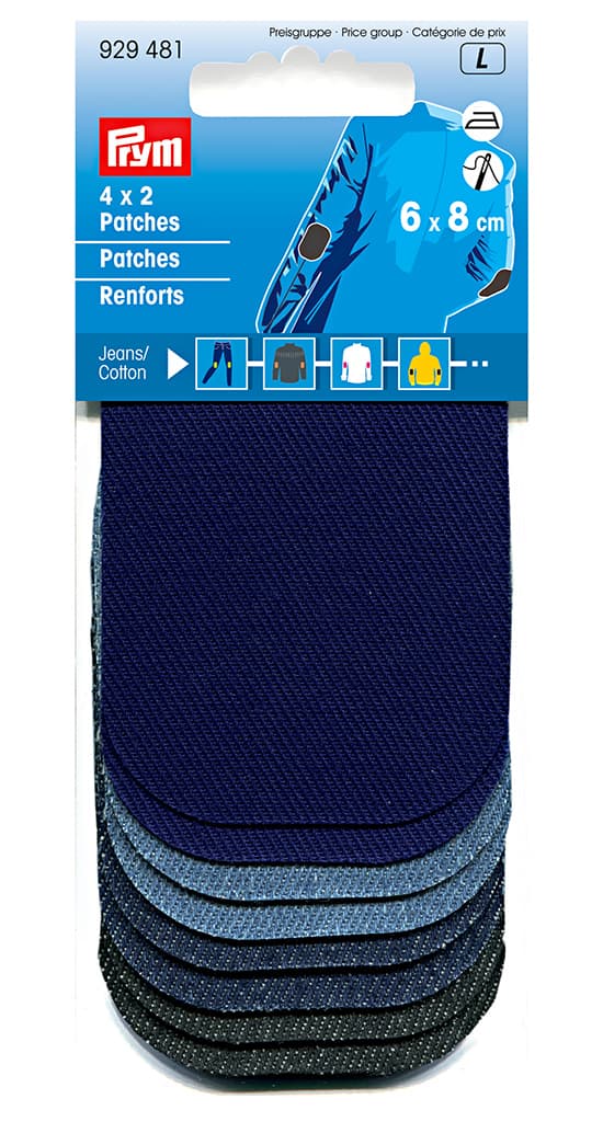 Заплатки джинсовые Mini (6х8см) 4 цвета по 2 штуки
