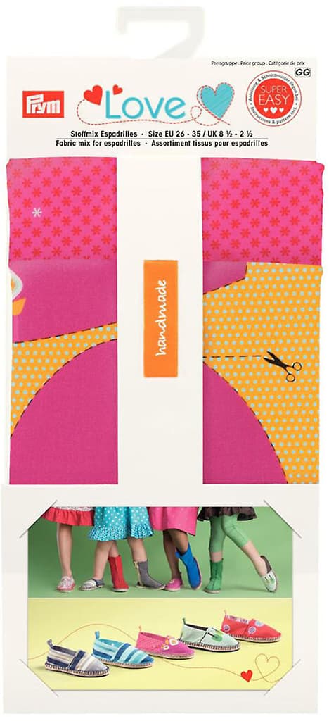 Набор тканей Love для изготовления эспадрилий (жёлтый, розовый)