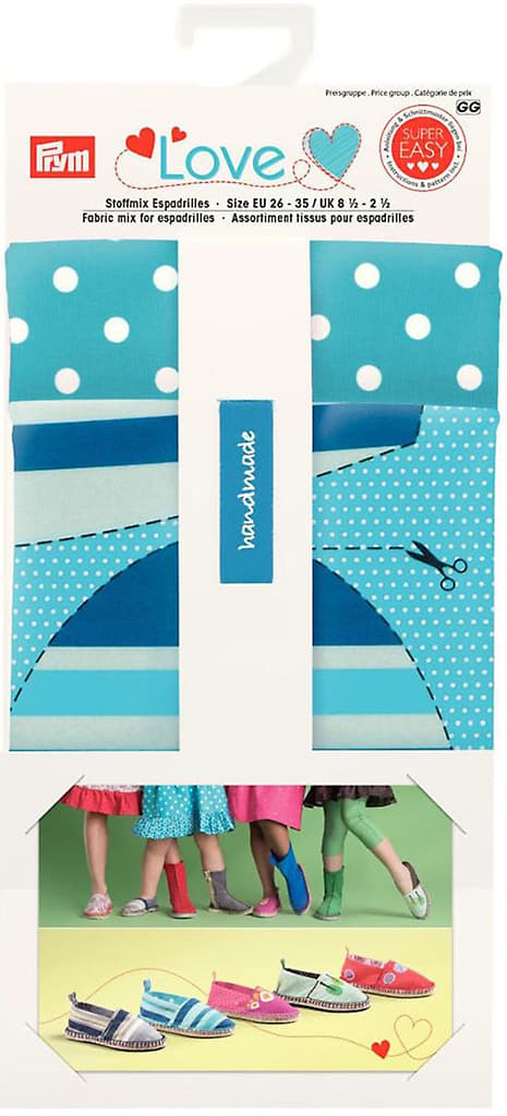 Набор тканей Love для изготовления эспадрилий (синий)