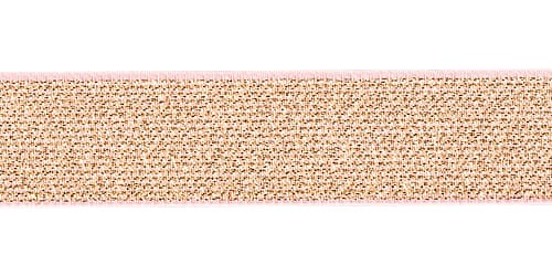 Эластичная лента Color с люрексом 25мм, розовый/золотистый