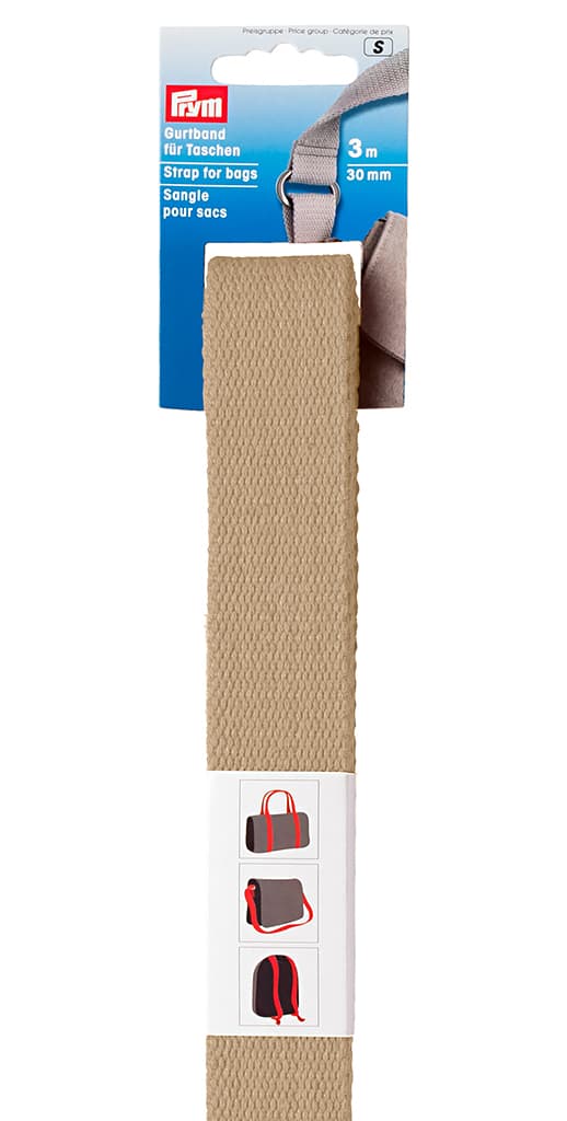 Лента-ремень для сумок 30мм х 3м бежевая