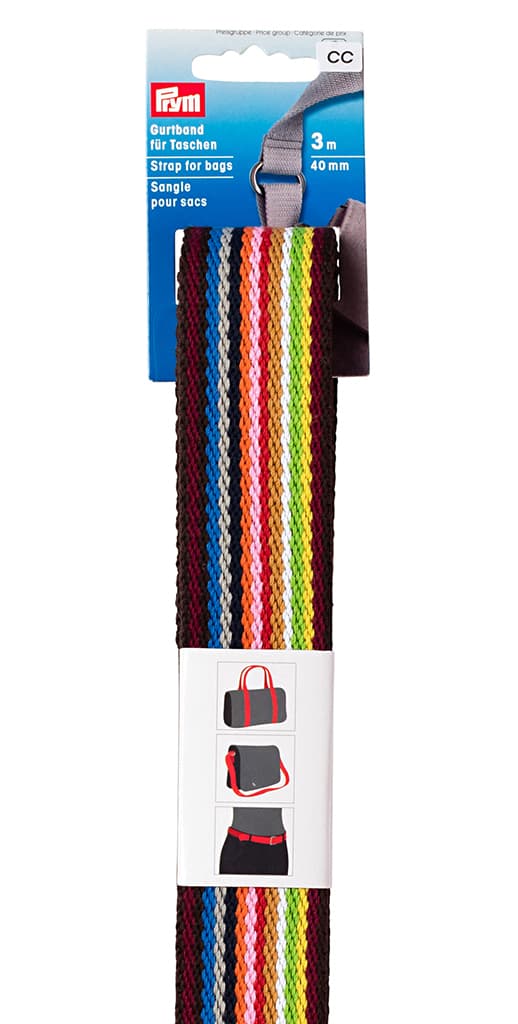 Лента-ремень для сумок 40мм х 3м черная/разноцветная