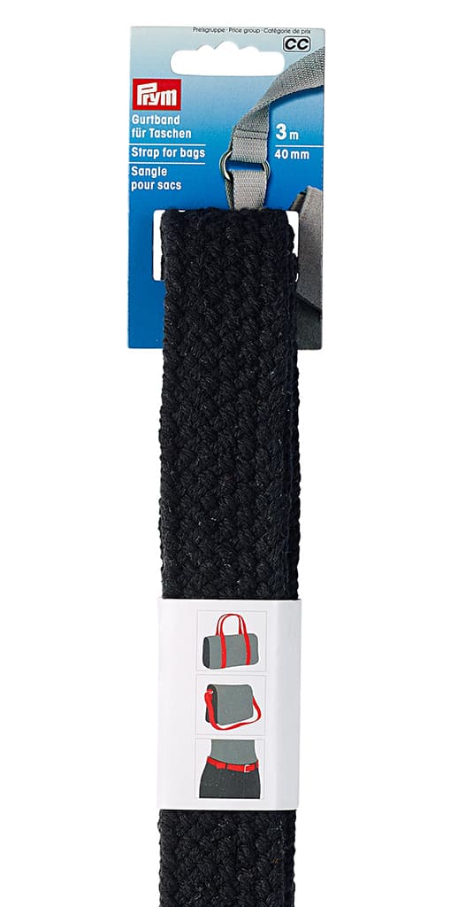 Лента-ремень для сумок 40мм х 3м черная плетеная