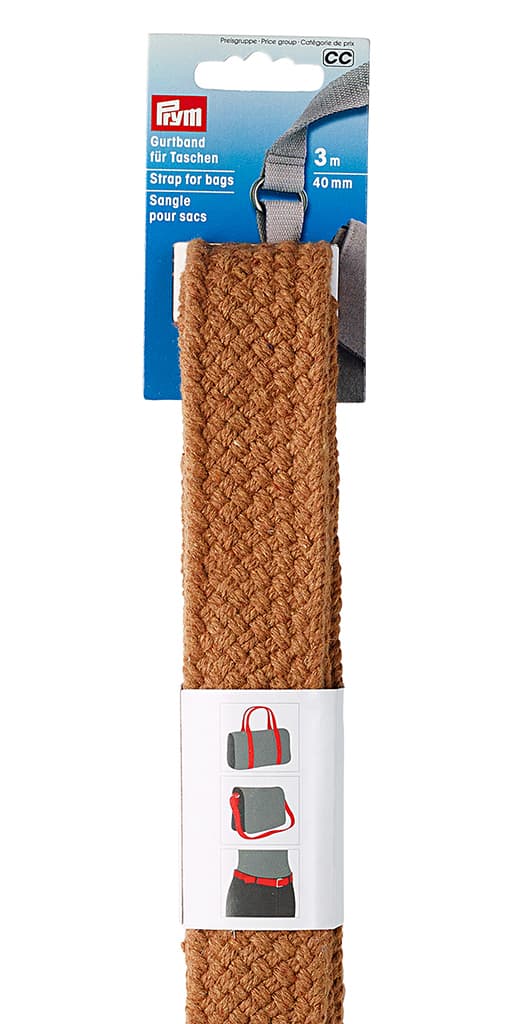 Лента-ремень для сумок 40мм х 3м бежевая плетеная