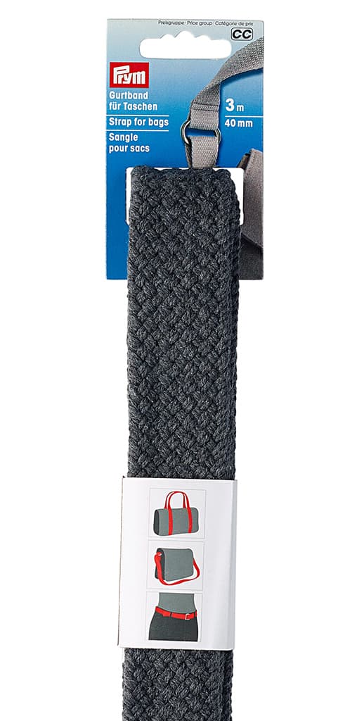 Лента-ремень для сумок 40мм х 3м серая плетеная