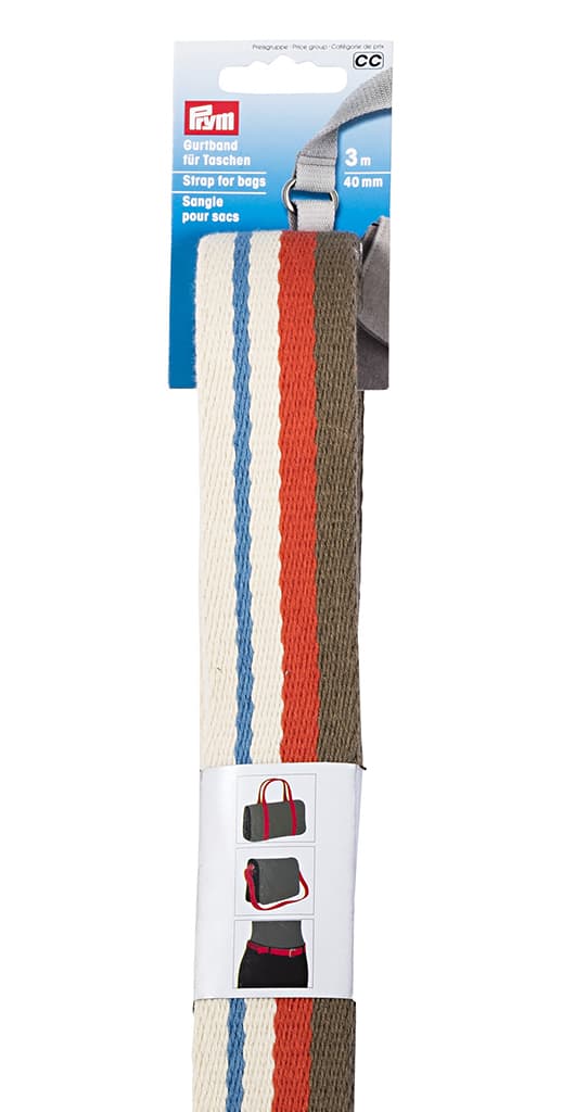 Лента-ремень для сумок 40мм х 3м бежевая в полоску