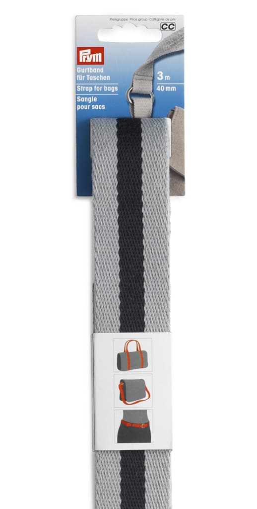 Лента-ремень для сумок 40мм х 3м серая с темно-синим