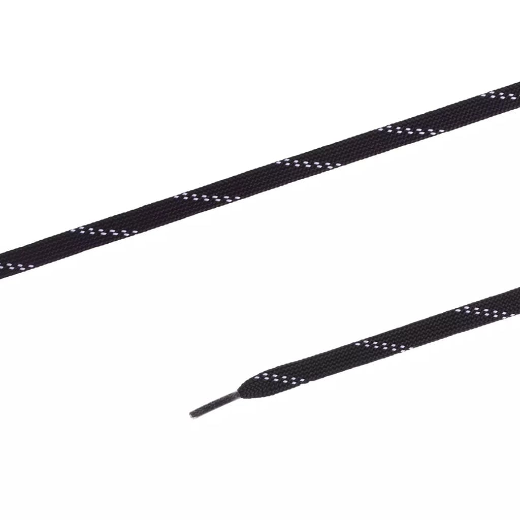 Шнурки для обуви водоотталкивающие, плоские, 10мм х 100см, черные с белым - №1