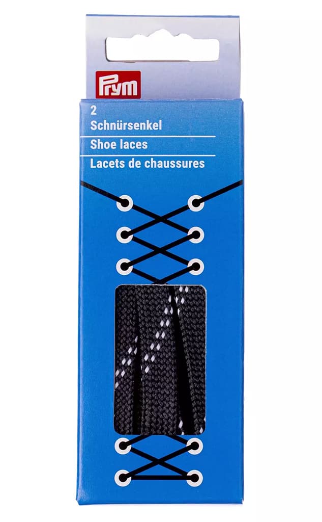 Шнурки для обуви водоотталкивающие, плоские, 10мм х 100см, черные с белым