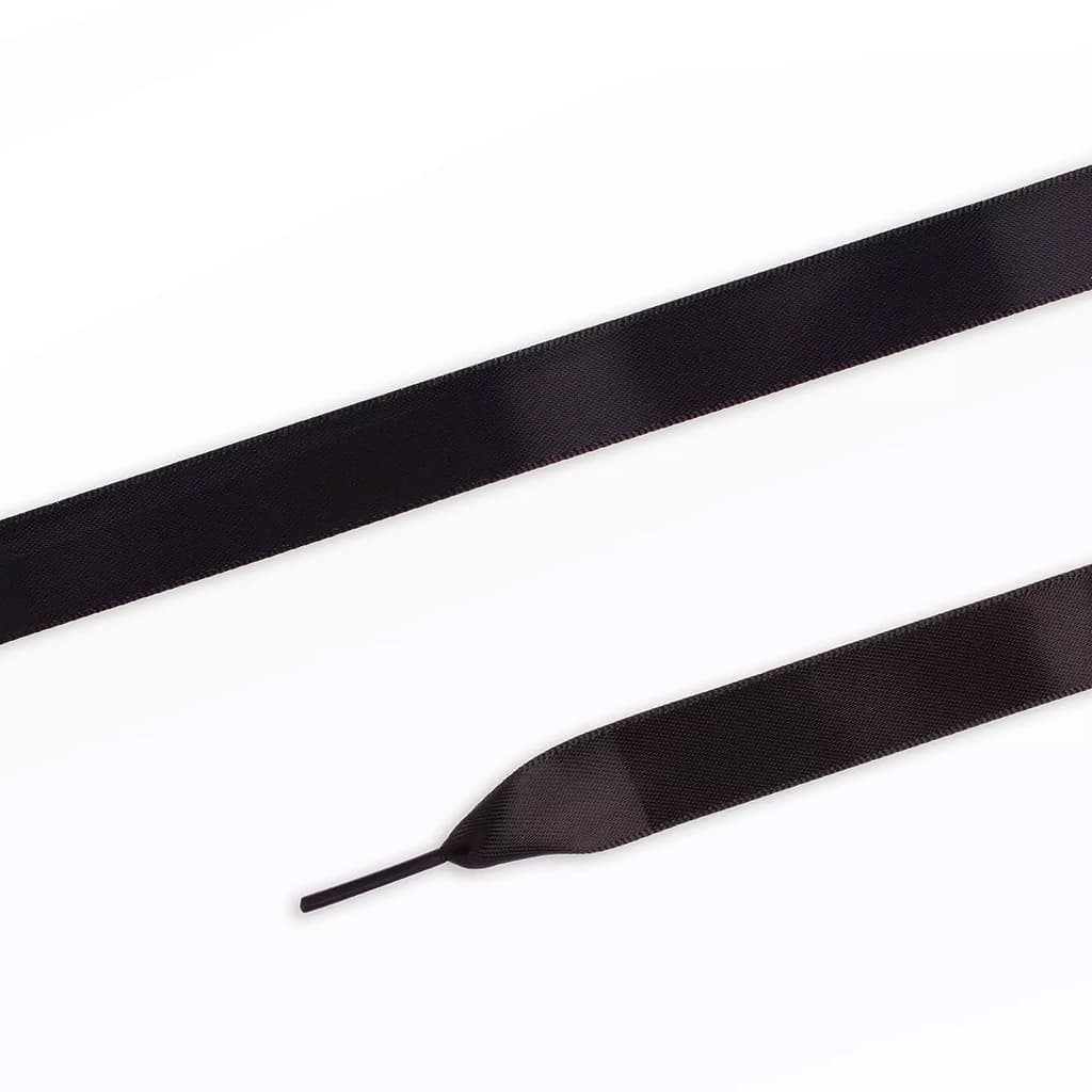 Шнурки для обуви атласные, плоские, 15мм х 100см, черные - №1